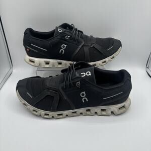 On Cloud 5 Running Sneakers Shoes Womens Size 9.5 Black White Mesh Lace Up